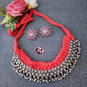 Beautiful Designer Premium Quality Ghungroo Thread Choker Set with Stone Earrings