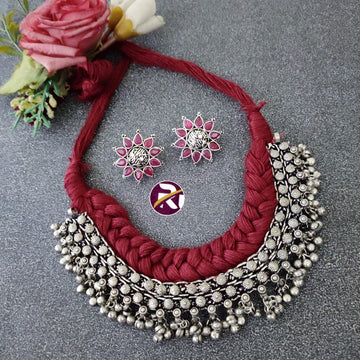 Beautiful Designer Premium Quality Ghungroo Thread Choker Set with Stone Earrings