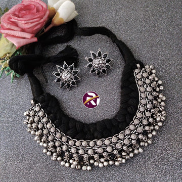 Beautiful Designer Premium Quality Ghungroo Thread Choker Set with Stone Earrings