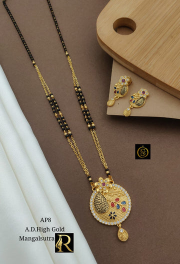 Designer Superhit Brass High Gold Diamond and Stone Mangalsutra Set