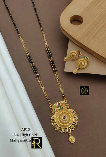 Designer Superhit Brass High Gold Diamond and Stone Mangalsutra Set