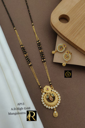 Designer Superhit Brass High Gold Diamond and Stone Mangalsutra Set