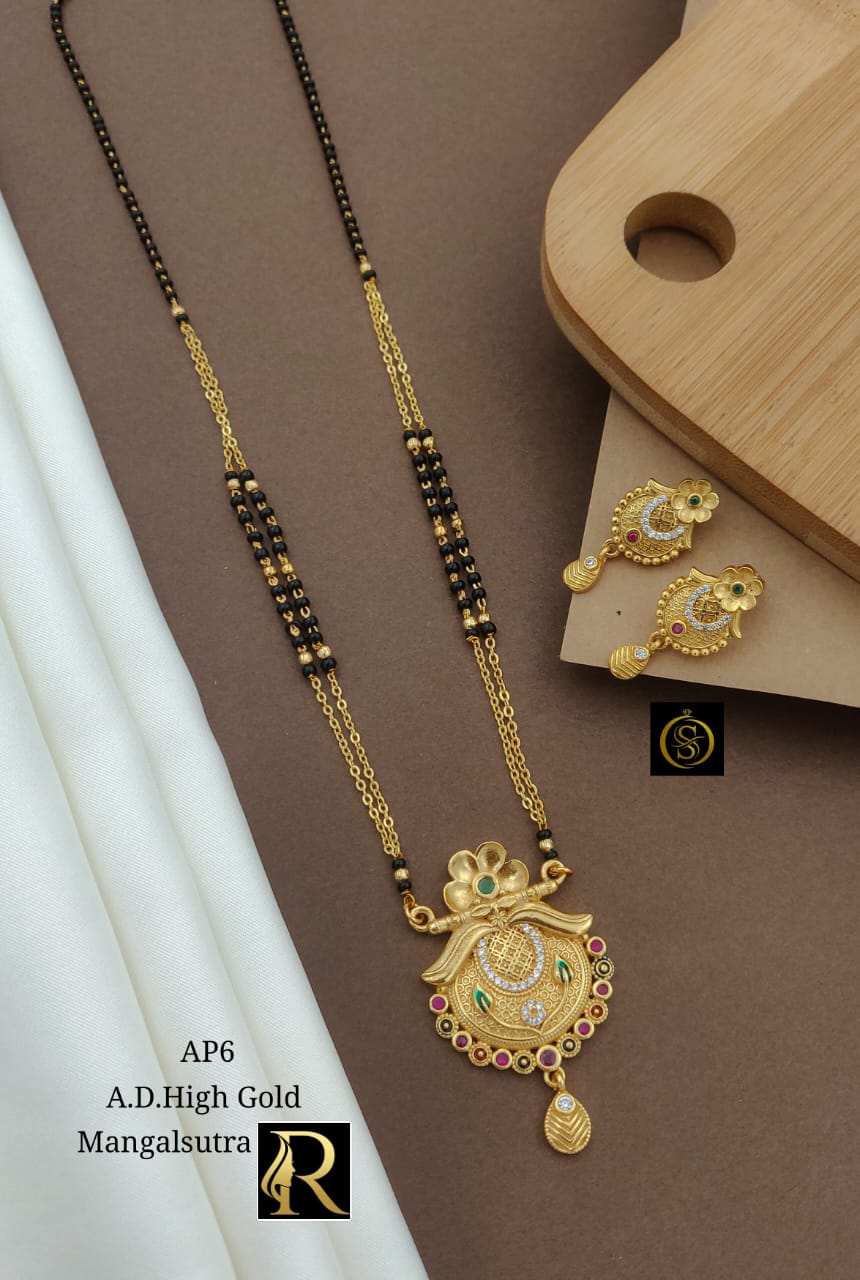 Designer Superhit Brass High Gold Diamond and Stone Mangalsutra Set