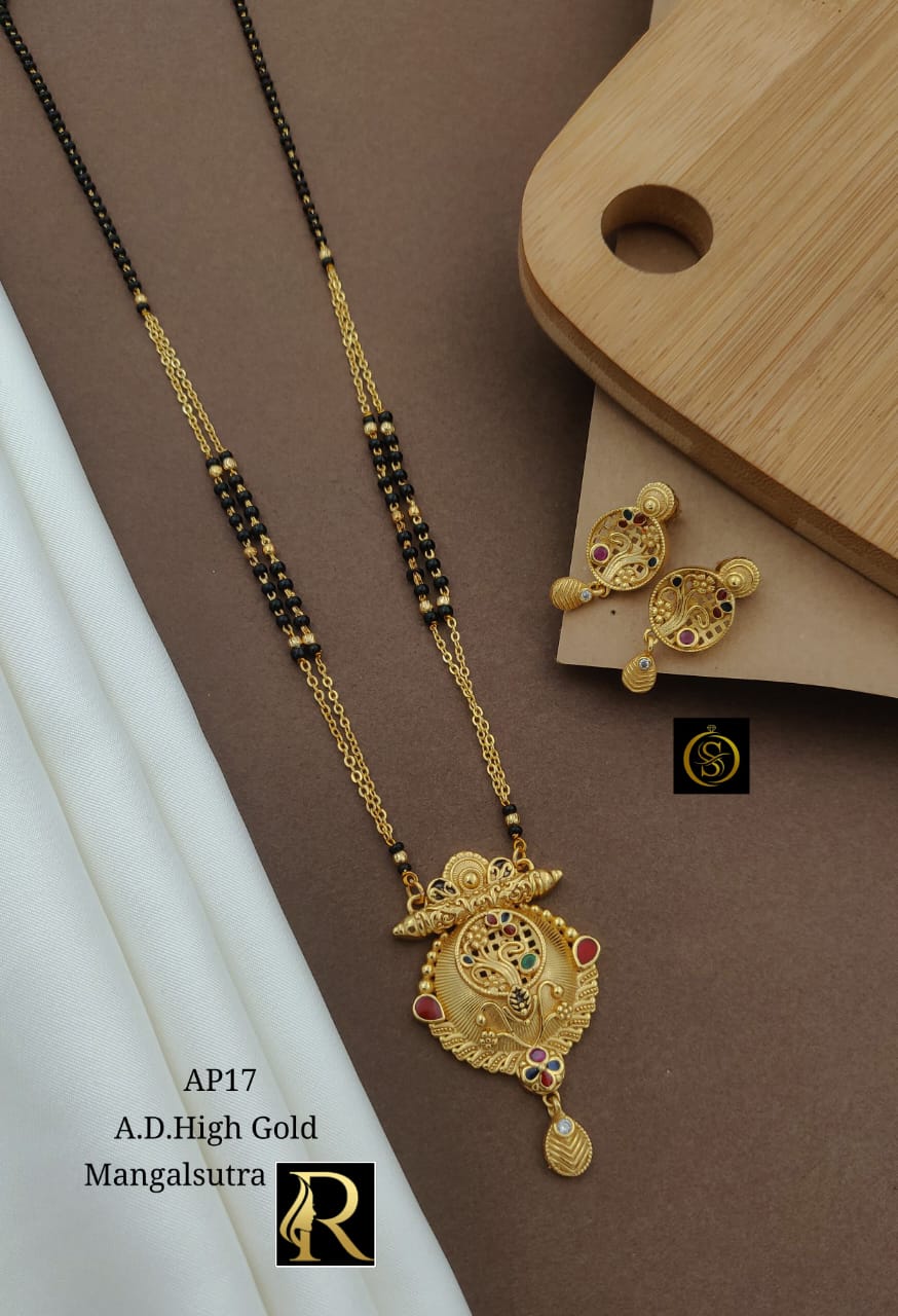 Designer Superhit Brass High Gold Diamond and Stone Mangalsutra Set