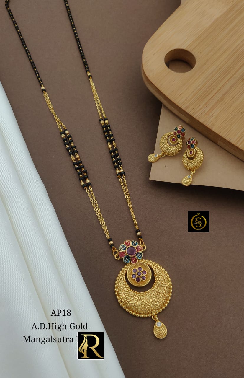 Designer Superhit Brass High Gold Diamond and Stone Mangalsutra Set