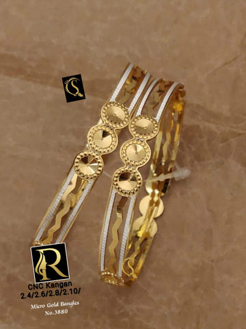 Beautiful Designer Golden Daily Wear CNC Diamond Bangles jewellery