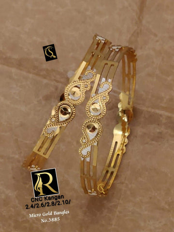 Beautiful Designer Golden Daily Wear CNC Diamond Bangles jewellery