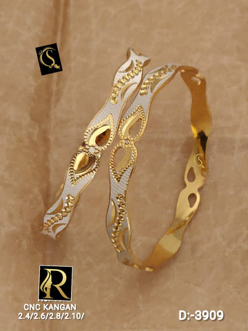 Beautiful Designer Golden Daily Wear CNC Diamond Bangles jewellery