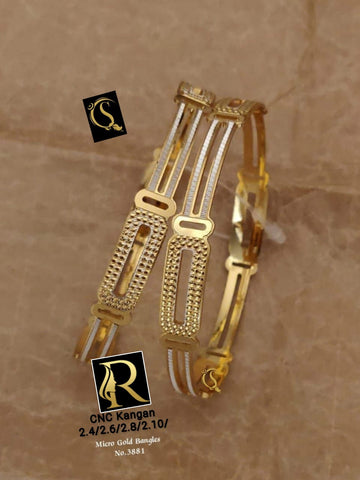 Beautiful Designer Golden Daily Wear CNC Diamond Bangles jewellery