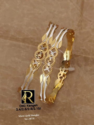 Beautiful Designer Golden Daily Wear CNC Diamond Bangles jewellery