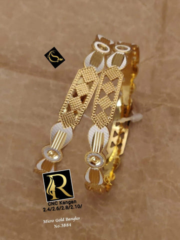 Beautiful Designer Golden Daily Wear CNC Diamond Bangles jewellery