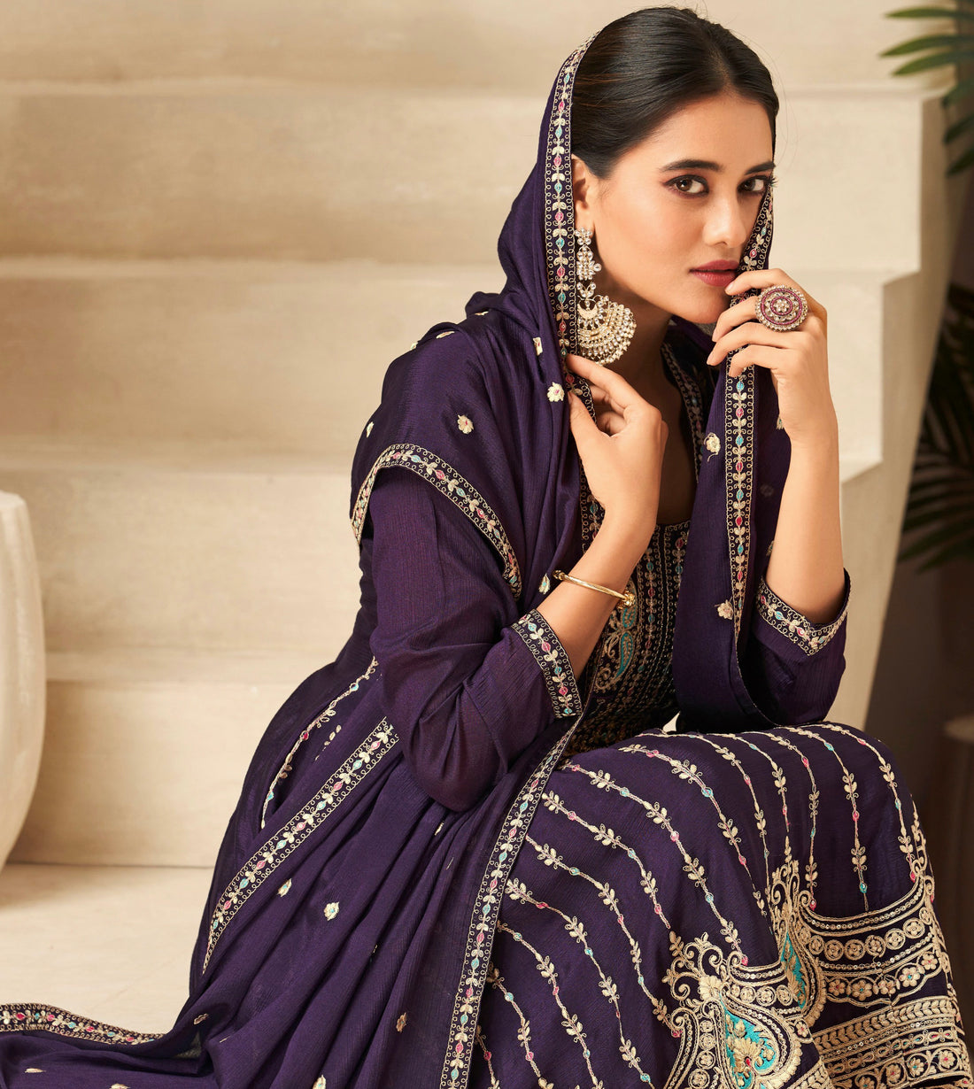 Beautiful Designer Heavy Chinnon Silk Premium Salwar Suit