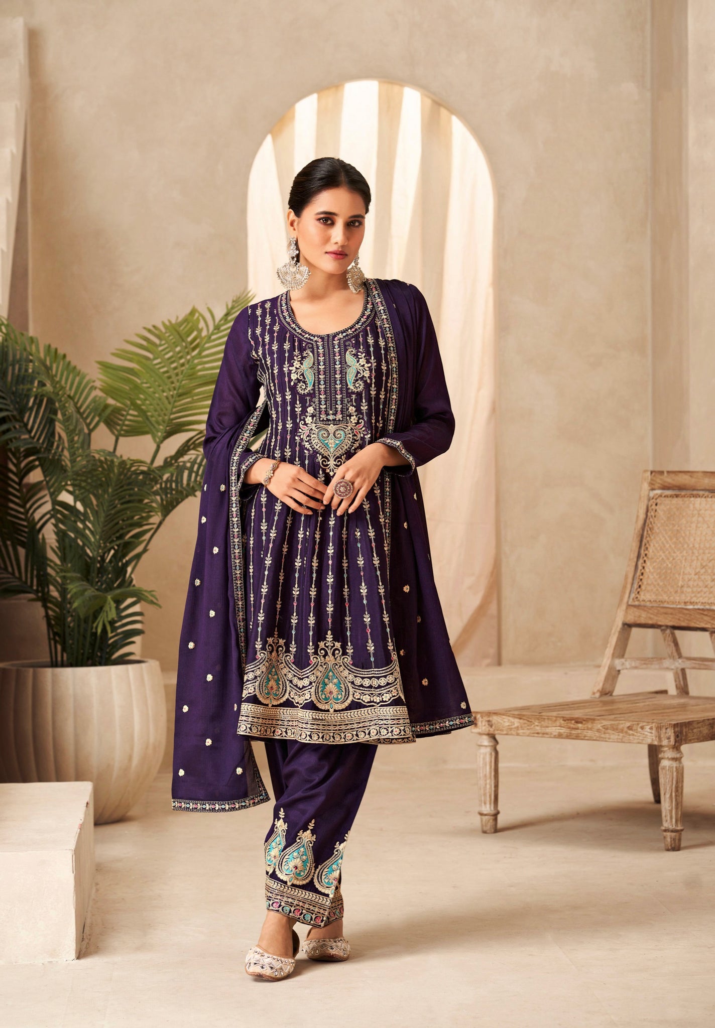 Beautiful Designer Heavy Chinnon Silk Premium Salwar Suit