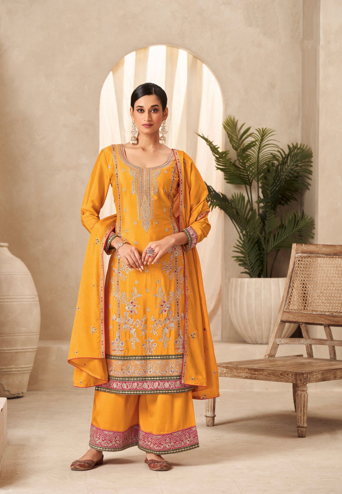 Beautiful Designer Heavy Chinnon Silk Premium Salwar Suit