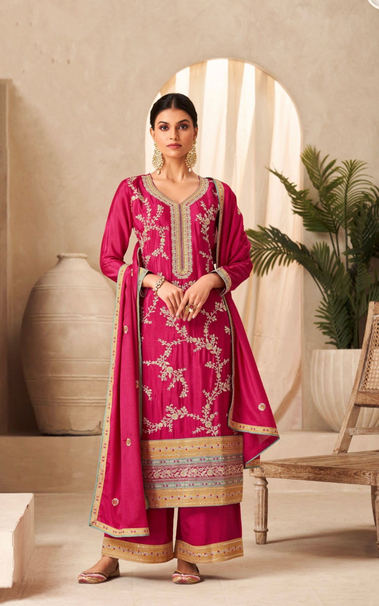 Beautiful Designer Heavy Chinnon Silk Premium Salwar Suit