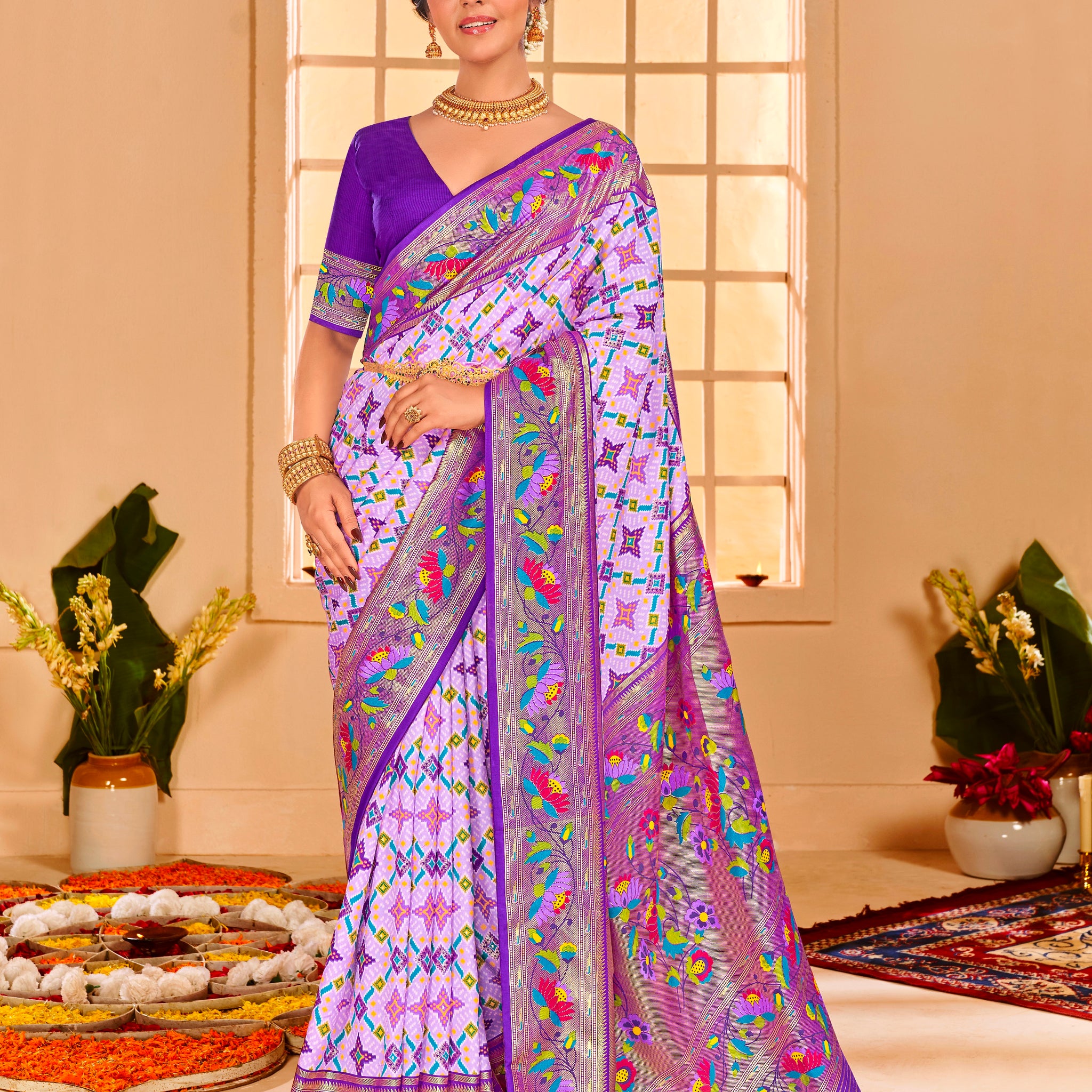 Beautiful Fancy Velvet Silk With Paithani Design Saree