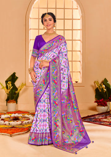 Beautiful Fancy Velvet Silk With Paithani Design Saree