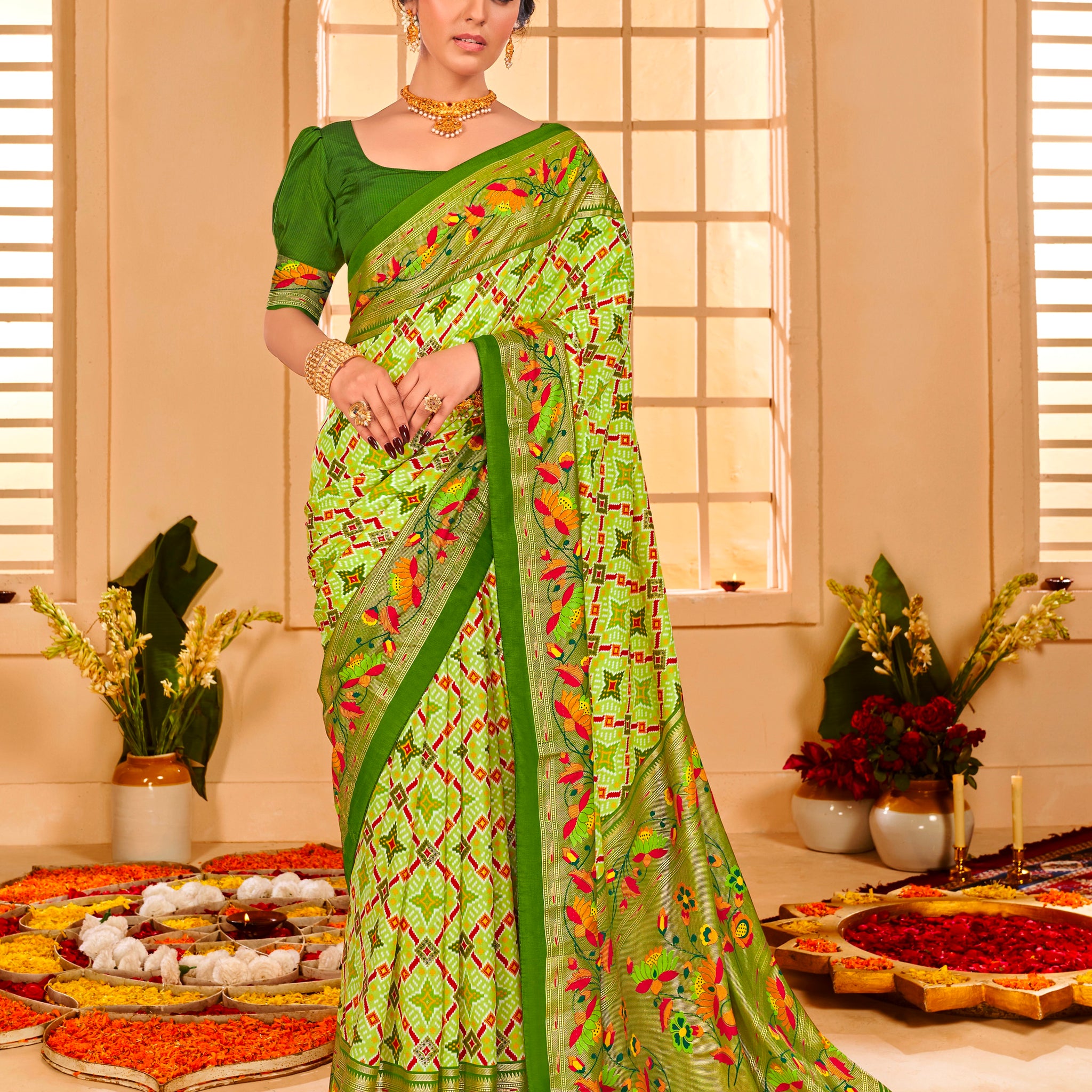 Beautiful Fancy Velvet Silk With Paithani Design Saree