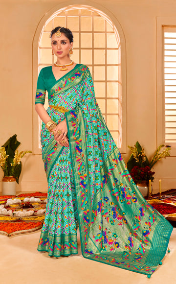 Beautiful Fancy Velvet Silk With Paithani Design Saree