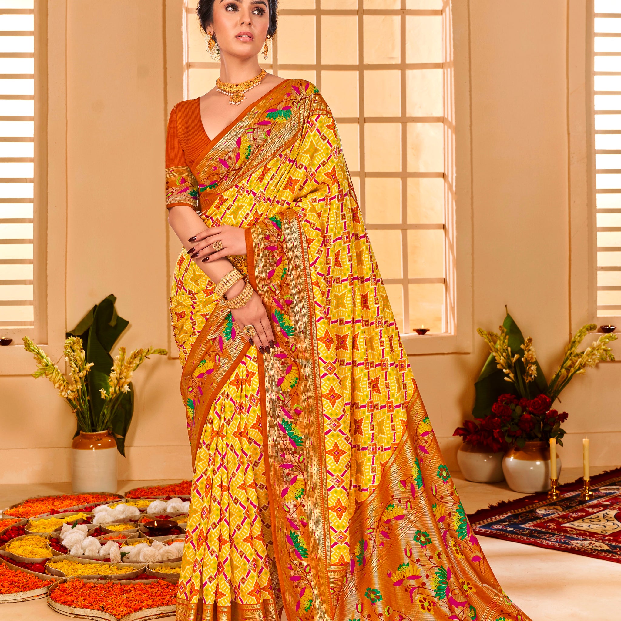 Beautiful Fancy Velvet Silk With Paithani Design Saree