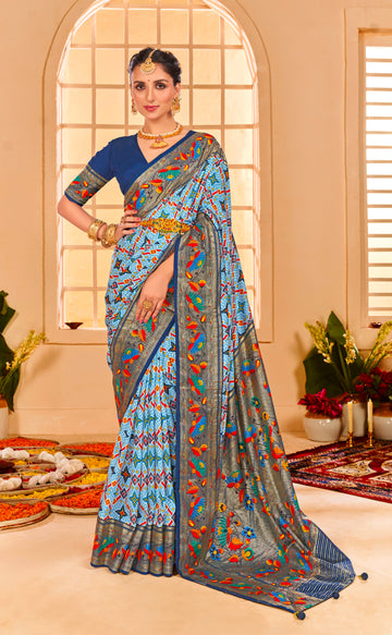 Beautiful Fancy Velvet Silk With Paithani Design Saree