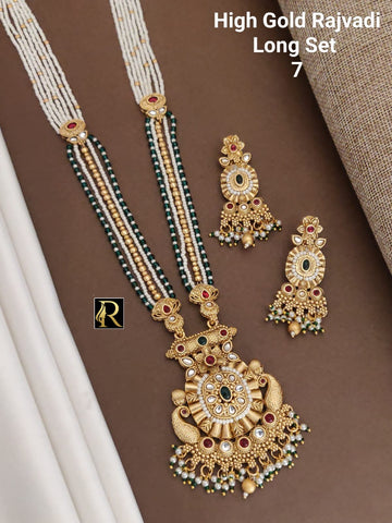 Designer Superhit Brass High Gold RF American Diamonds Silver /Golden Necklace with Earrings