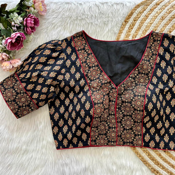 Beautiful Designer Readymade Pure Original Ajrakh Print Cotton Blouse