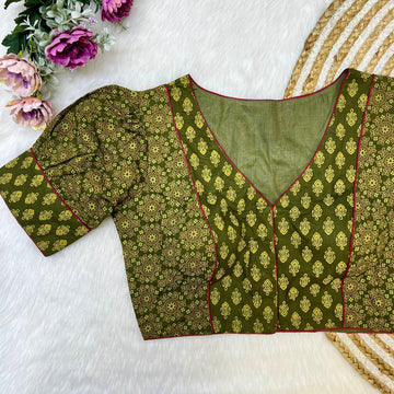 Beautiful Designer Readymade Pure Original Ajrakh Print Cotton Blouse