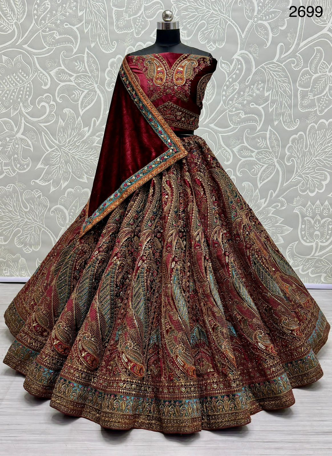 Beautiful Designer Bridal Heavy Velvet With Sequence Lehenga Choli