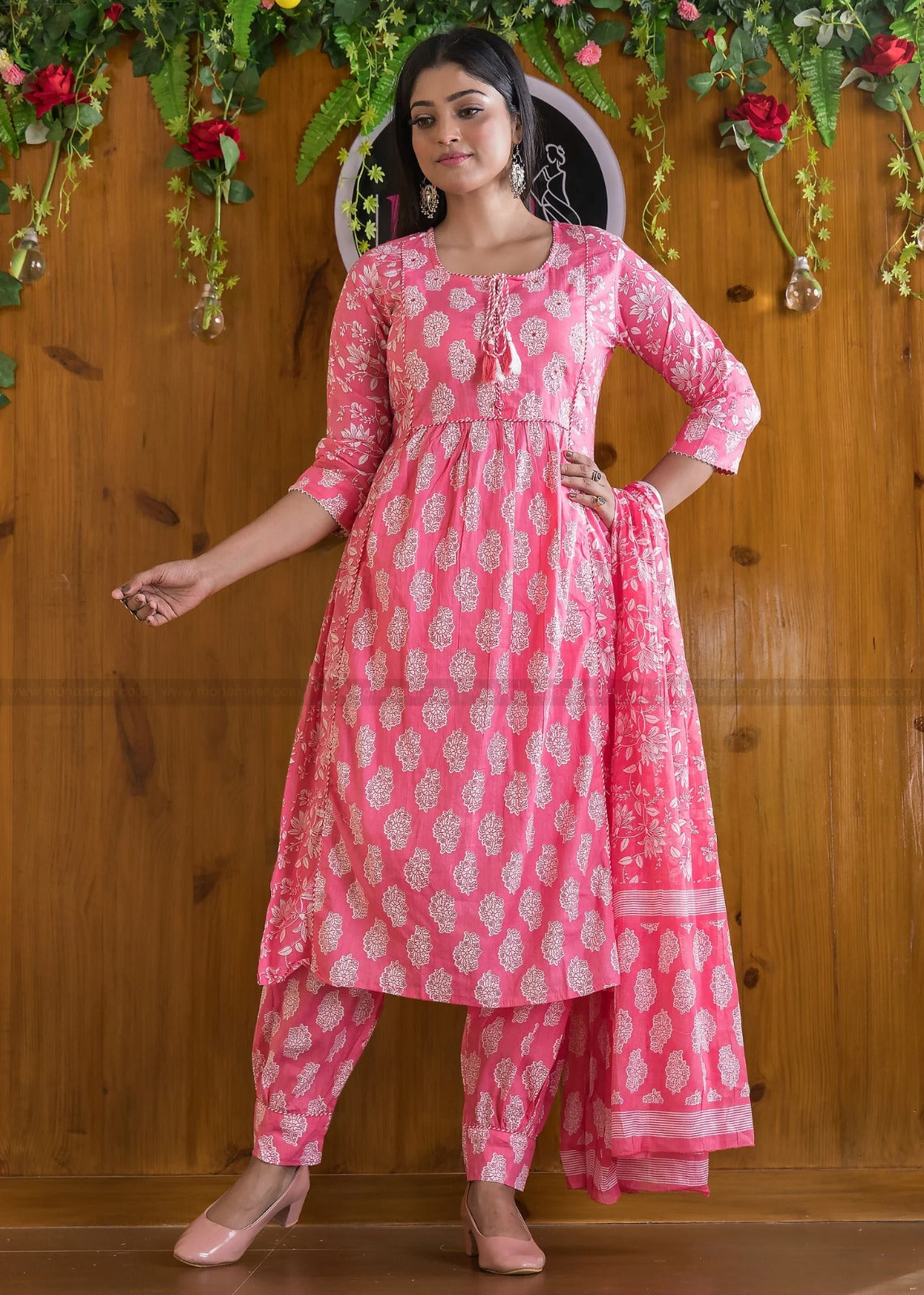 Designer Pink Floral Afghani Salwar Suit Pakistani Salwar Suit