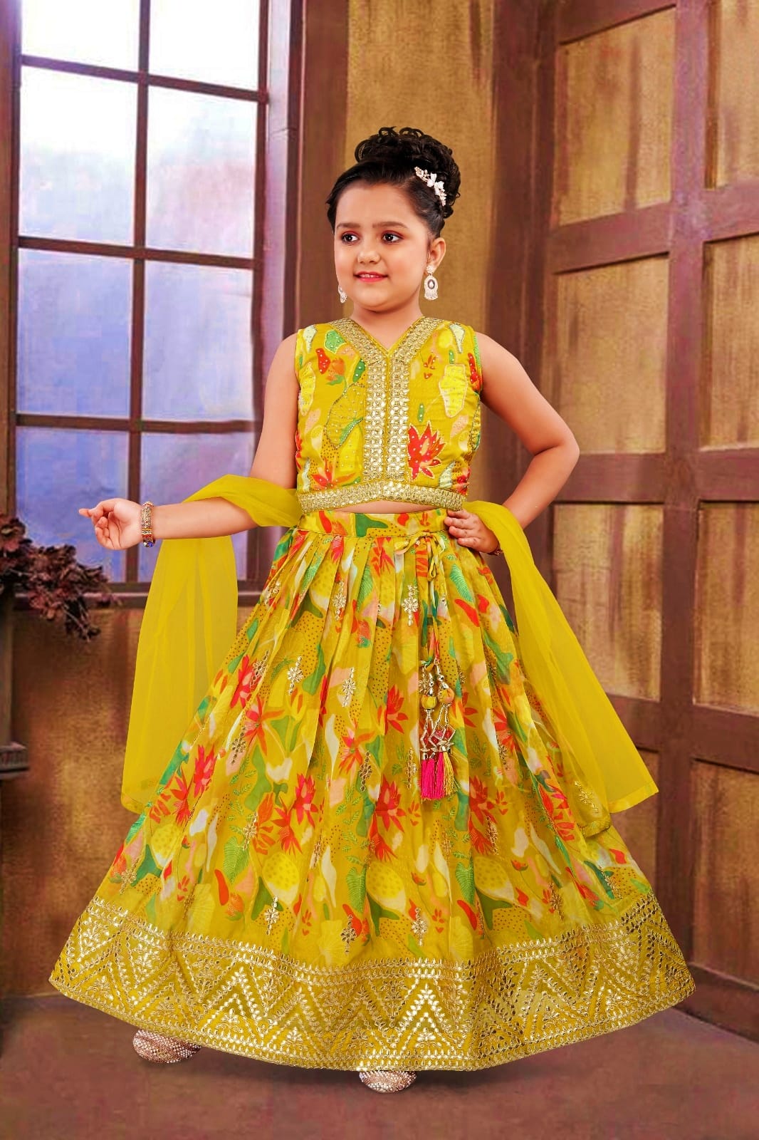 Beautiful Designer Summer Special Georgette Kids Lehenga Choli