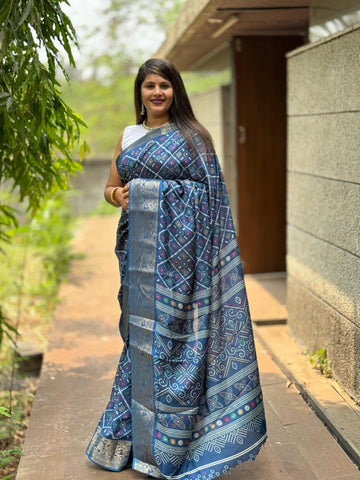 Beautiful Designer Bandhej Print Special Pure Dola Silk Saree