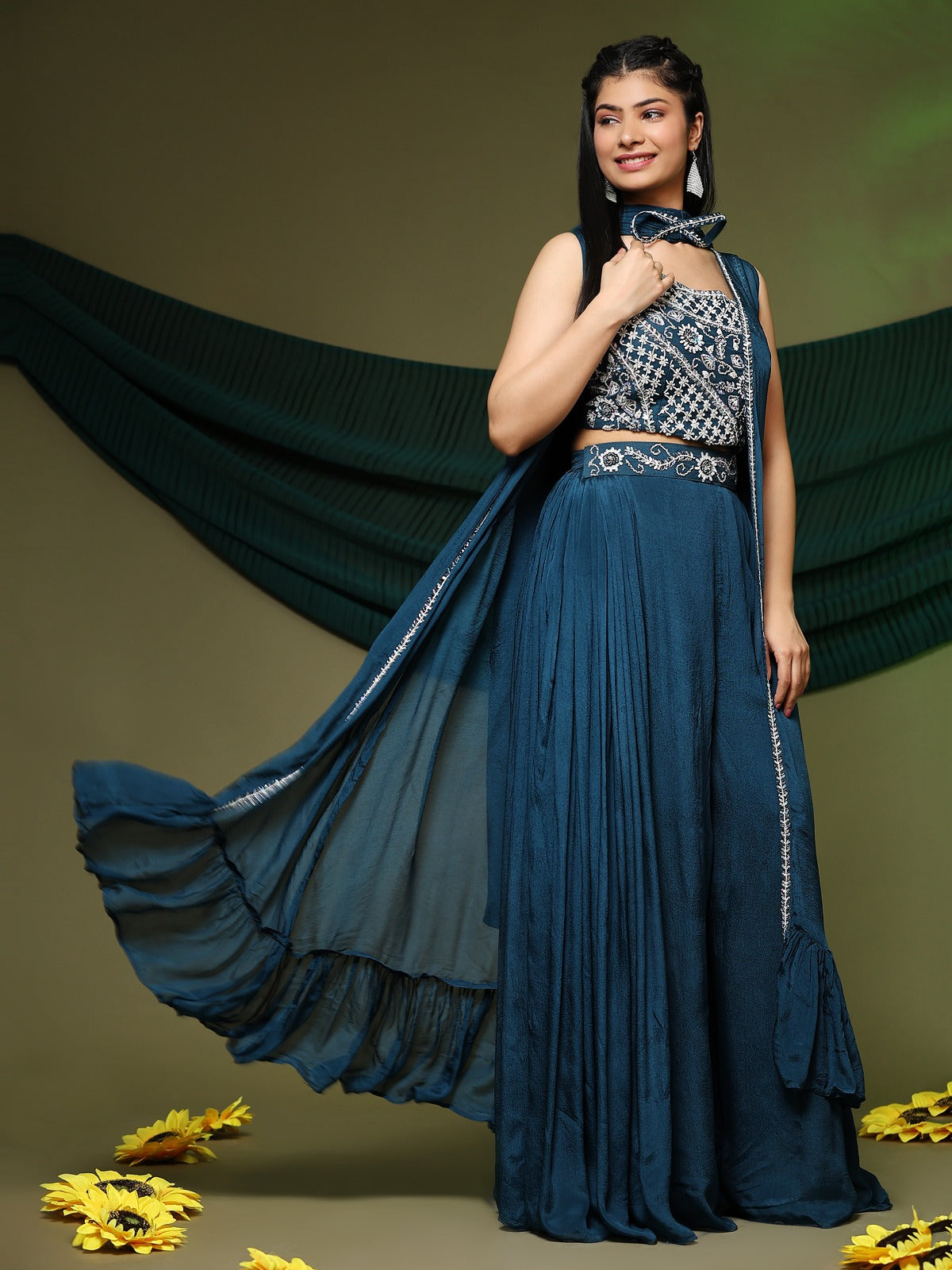 Crop Top Sharara Salwar Suit