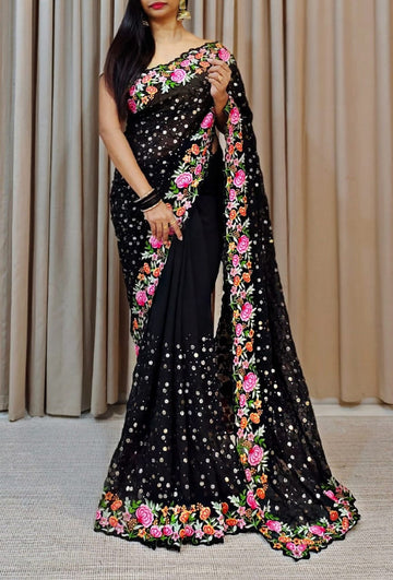 Georgette Sequanc Saree