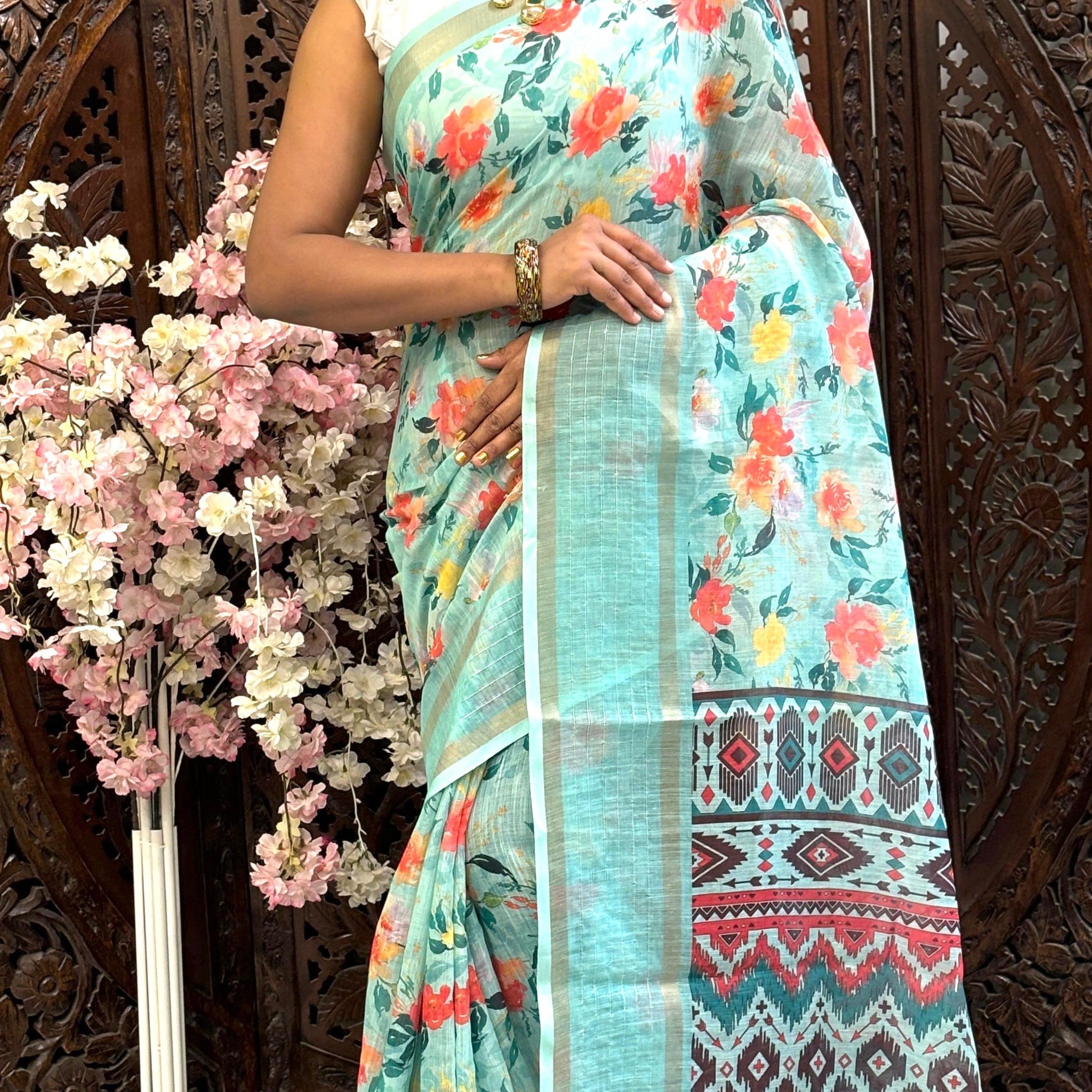 Soft Linen Cotton Saree