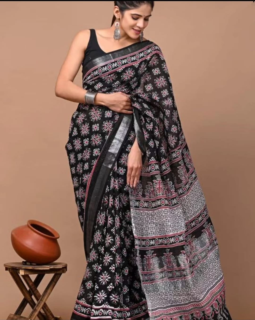 Party Wear Linen Saree