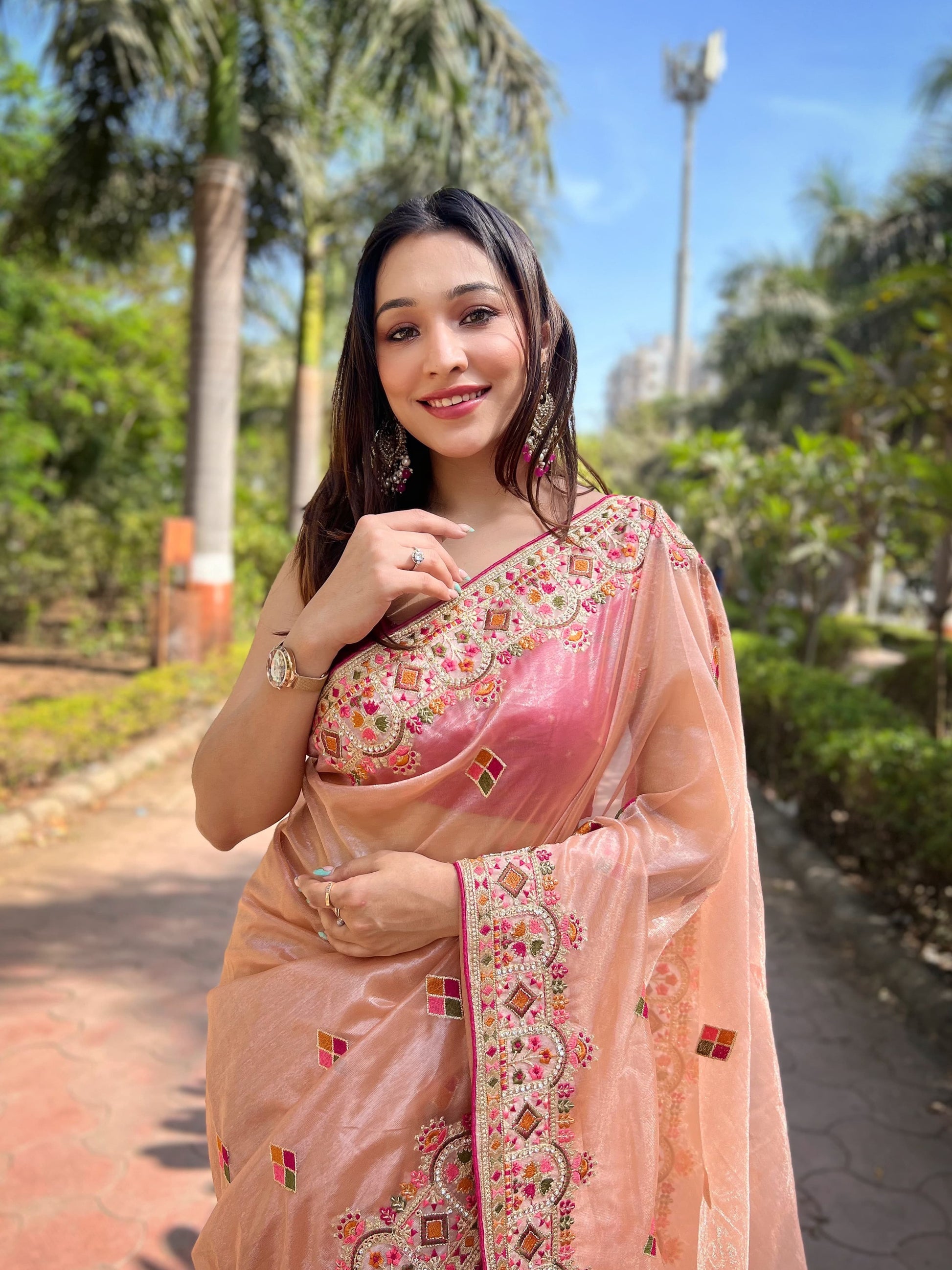 Butterfly Net Saree