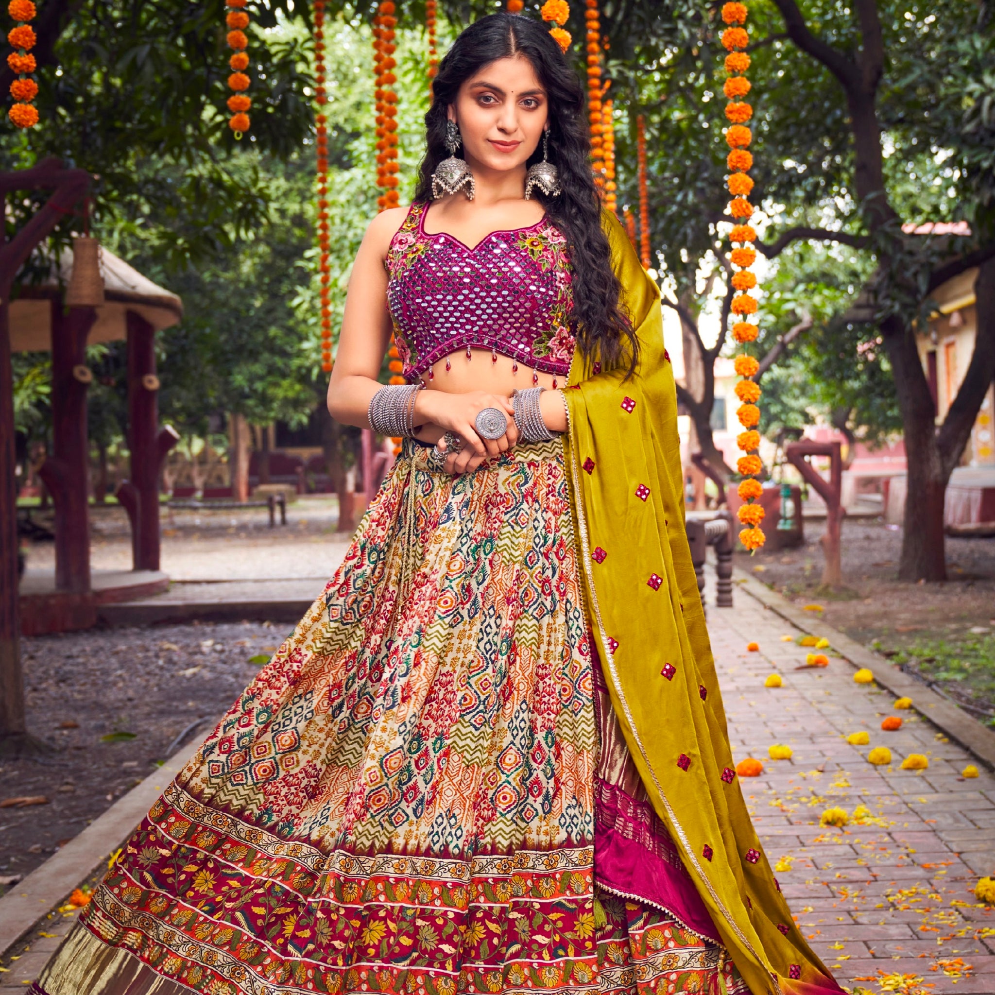 Elegant Gajji Lehenga with Pure Gaji Silk Dupatta and Blouse