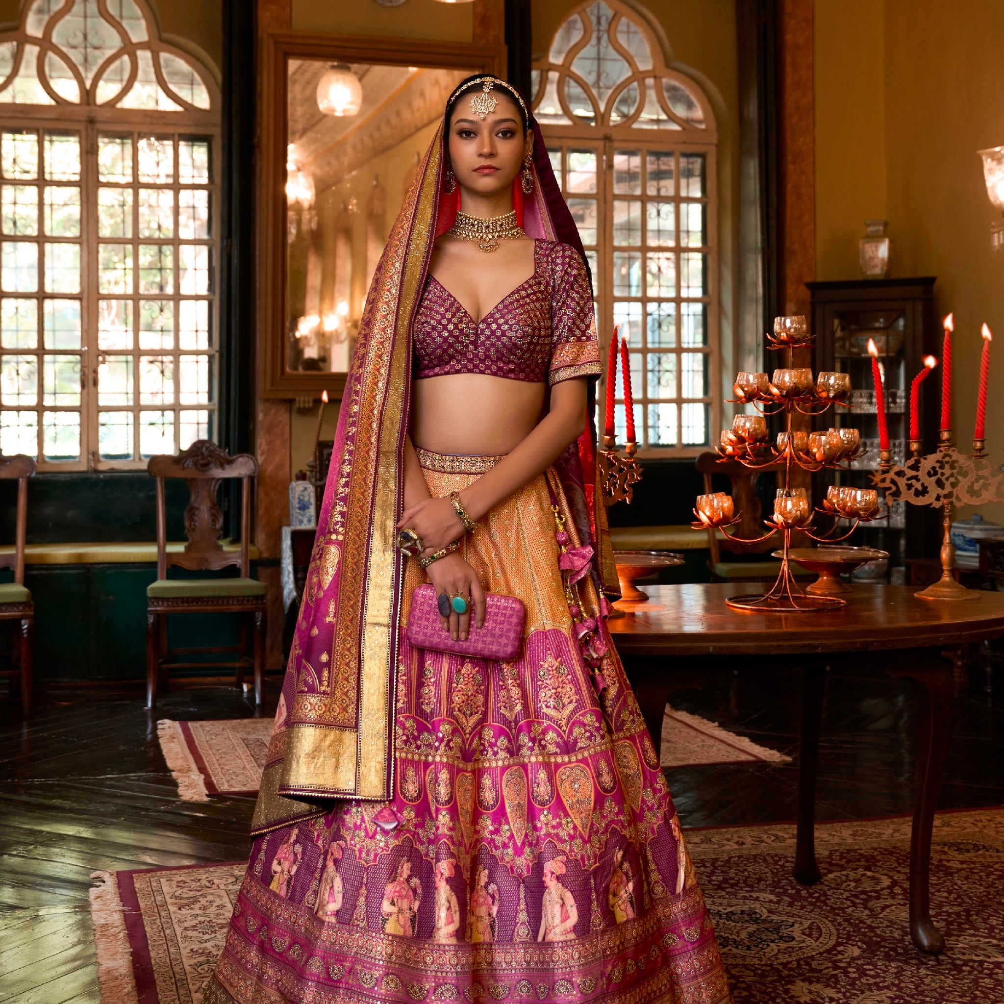 Designer Rajwadi Silk Wedding Lehenga Choli with Sparkle Work