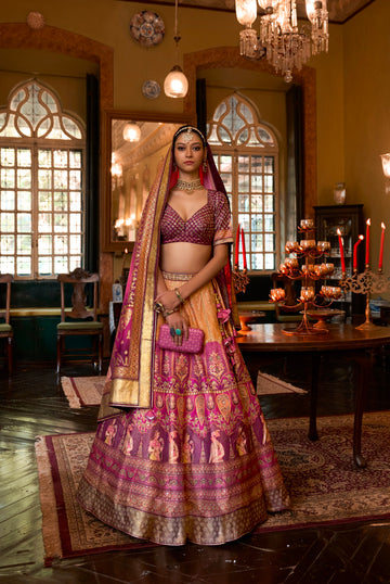 Designer Rajwadi Silk Wedding Lehenga Choli with Sparkle Work