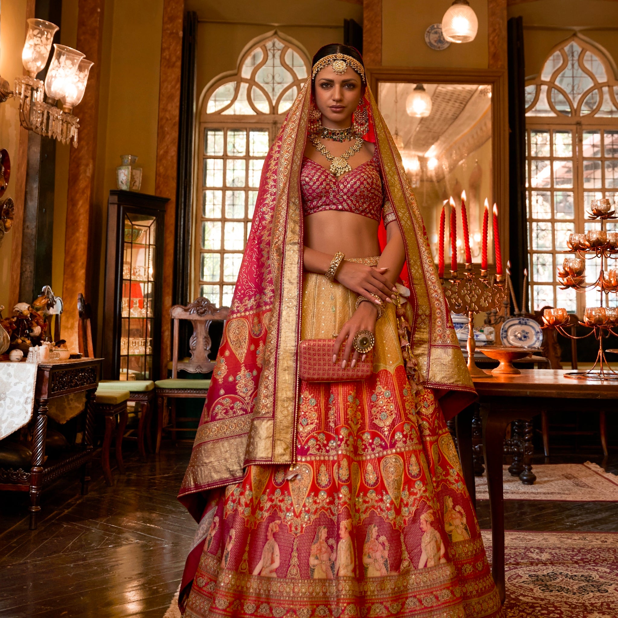 Stunning Designer Silk Wedding Lehenga Choli Ensemble