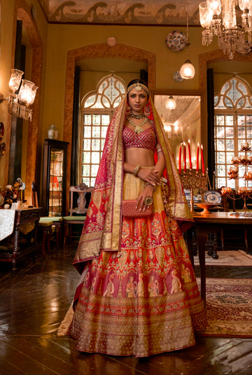 Stunning Designer Silk Wedding Lehenga Choli Ensemble