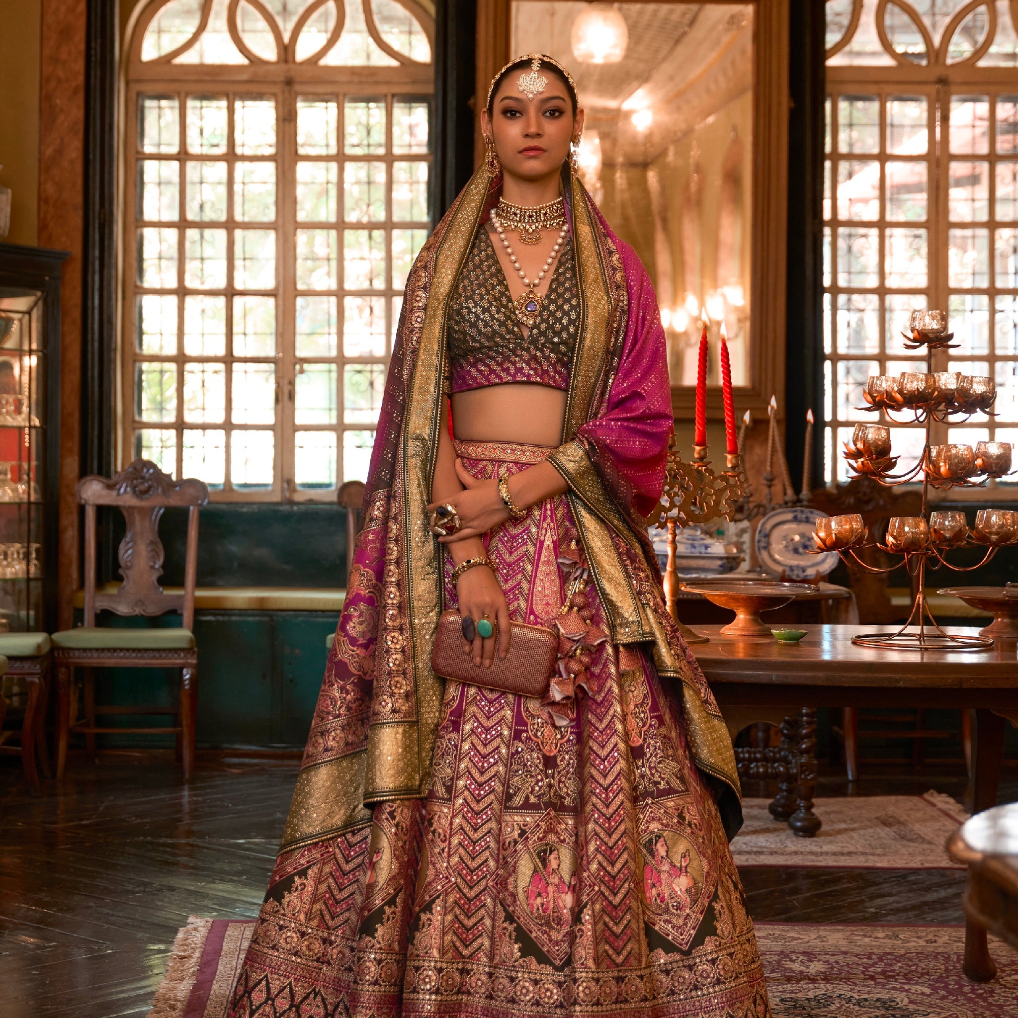 Opulent Bridal Lehenga Choli in Rajwadi Silk