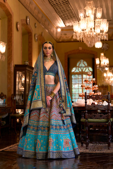 Exquisite Designer Wedding Lehenga Choli - Royal Silk & Mirror Work