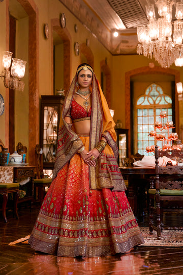 Exquisite Rajwadi Silk Wedding Lehenga Choli with Mirror Accents