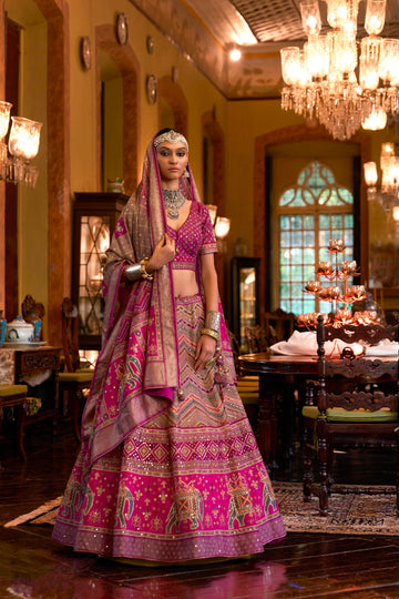 Glamorous Bridal Lehenga Choli - Silk & Sparkle Mirror Design