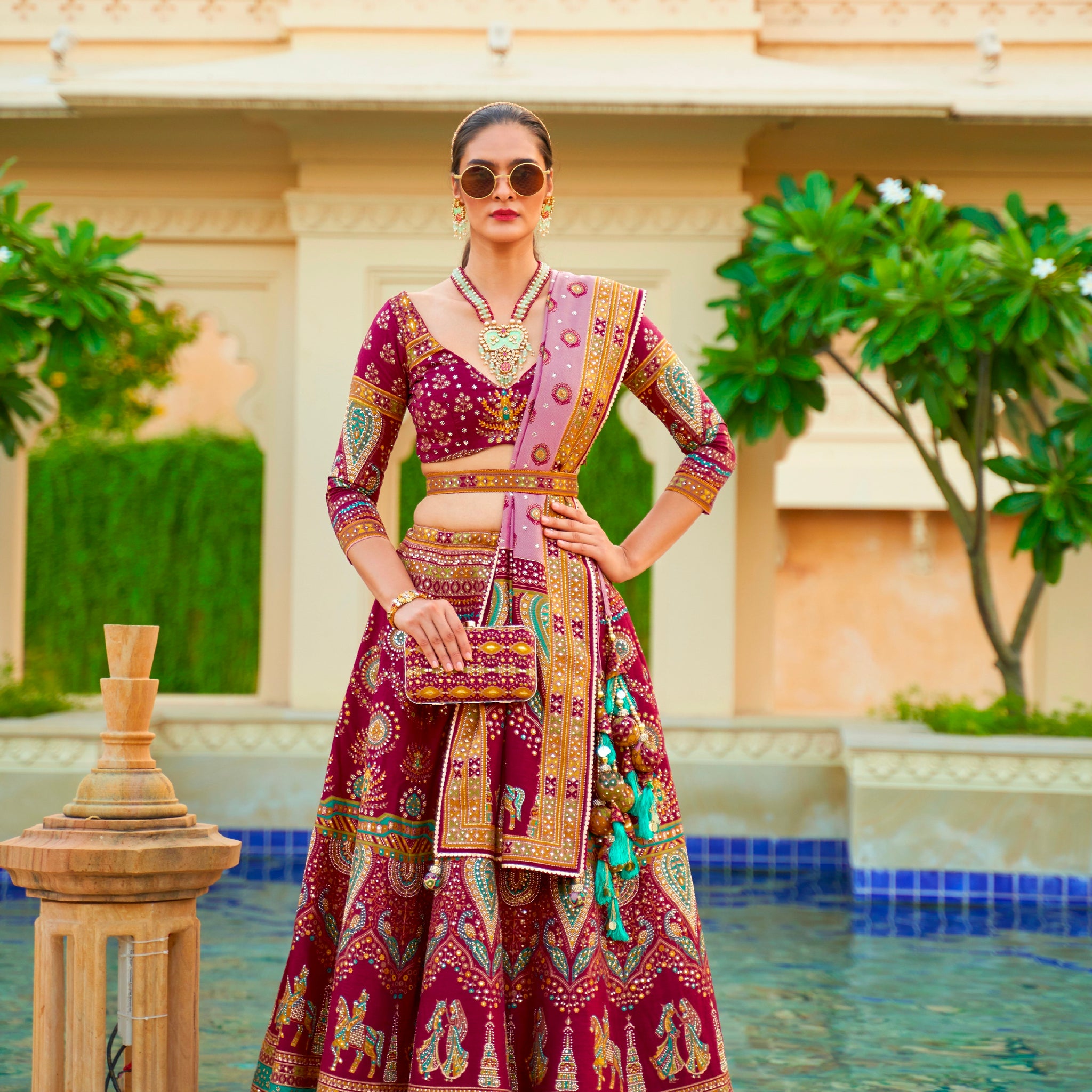 Elegant Designer Lehenga Choli for Weddings - Mirror Work