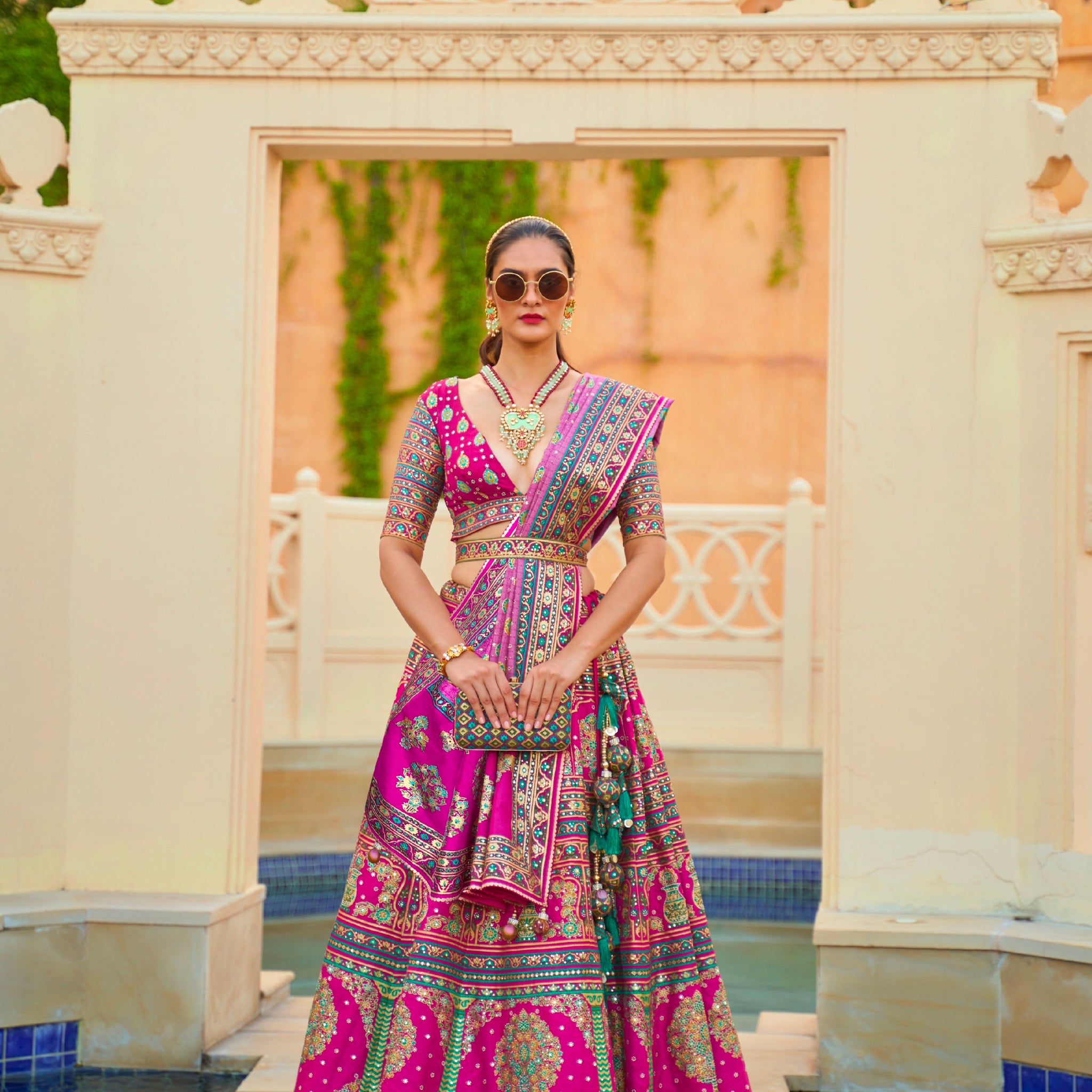 Premium Silk Bridal Lehenga Choli with Sparkling Embellishments