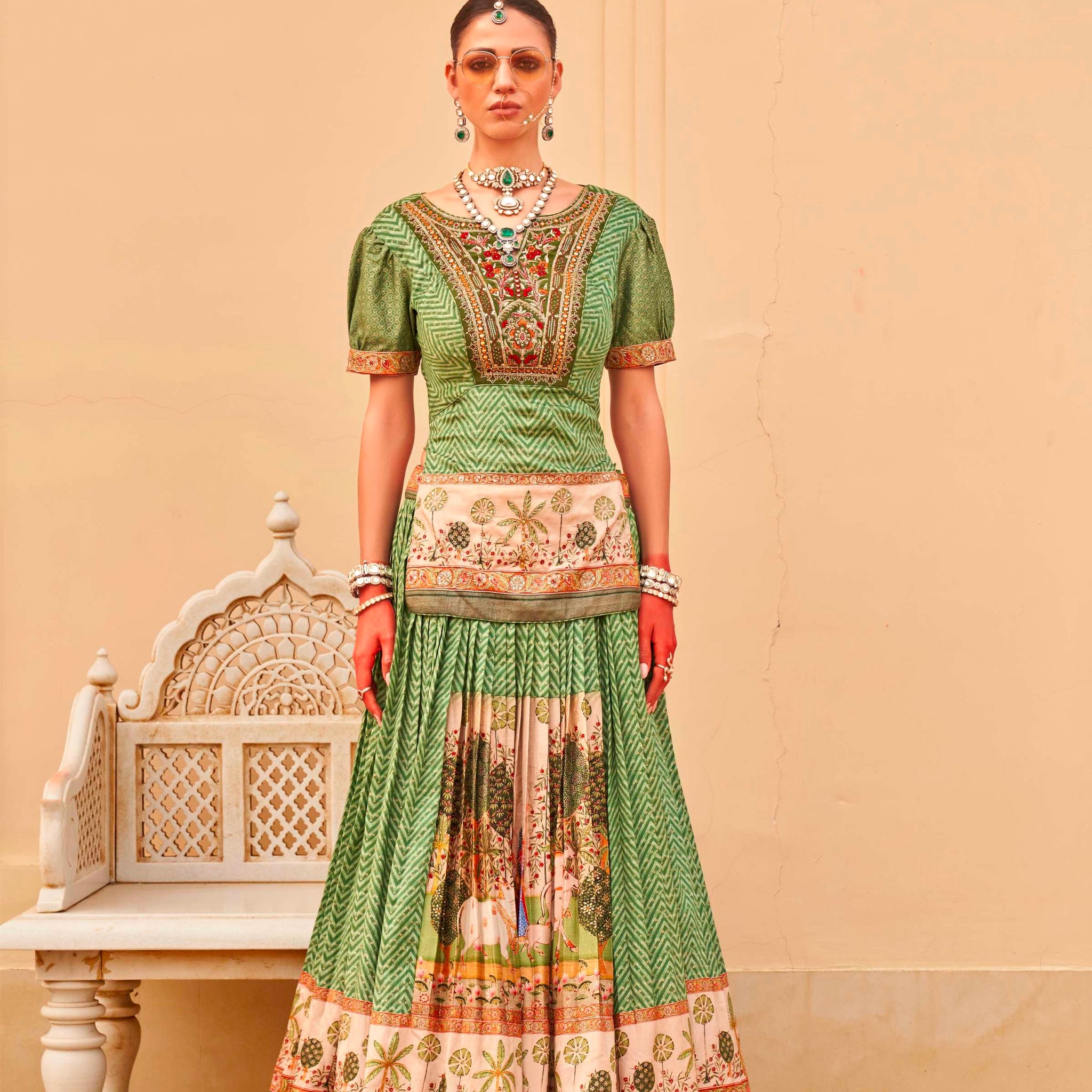 Elegant Designer Lehenga Choli with Foil Print for Brides