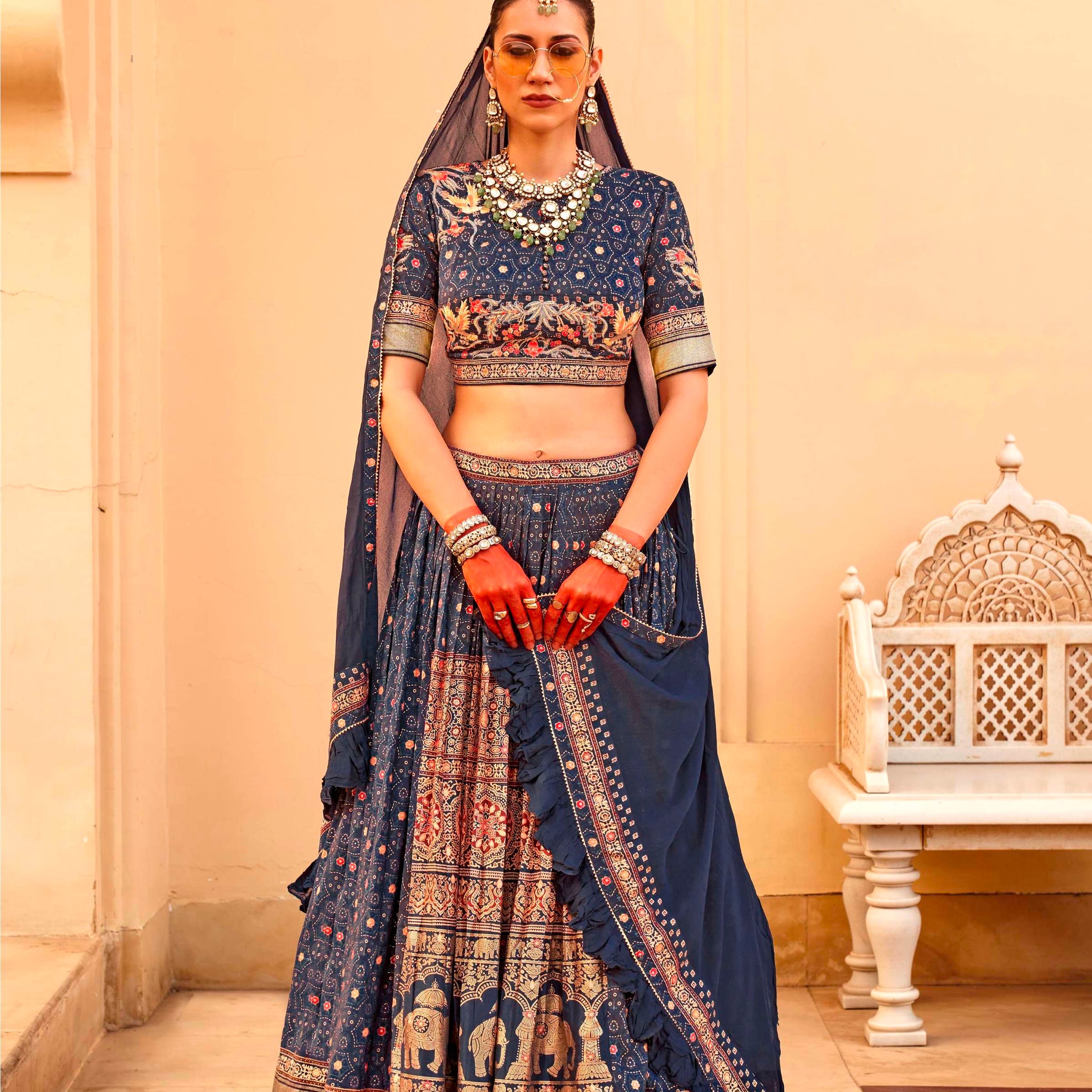 Premium Foil Print Bridal Lehenga Choli with Graceful Dupatta